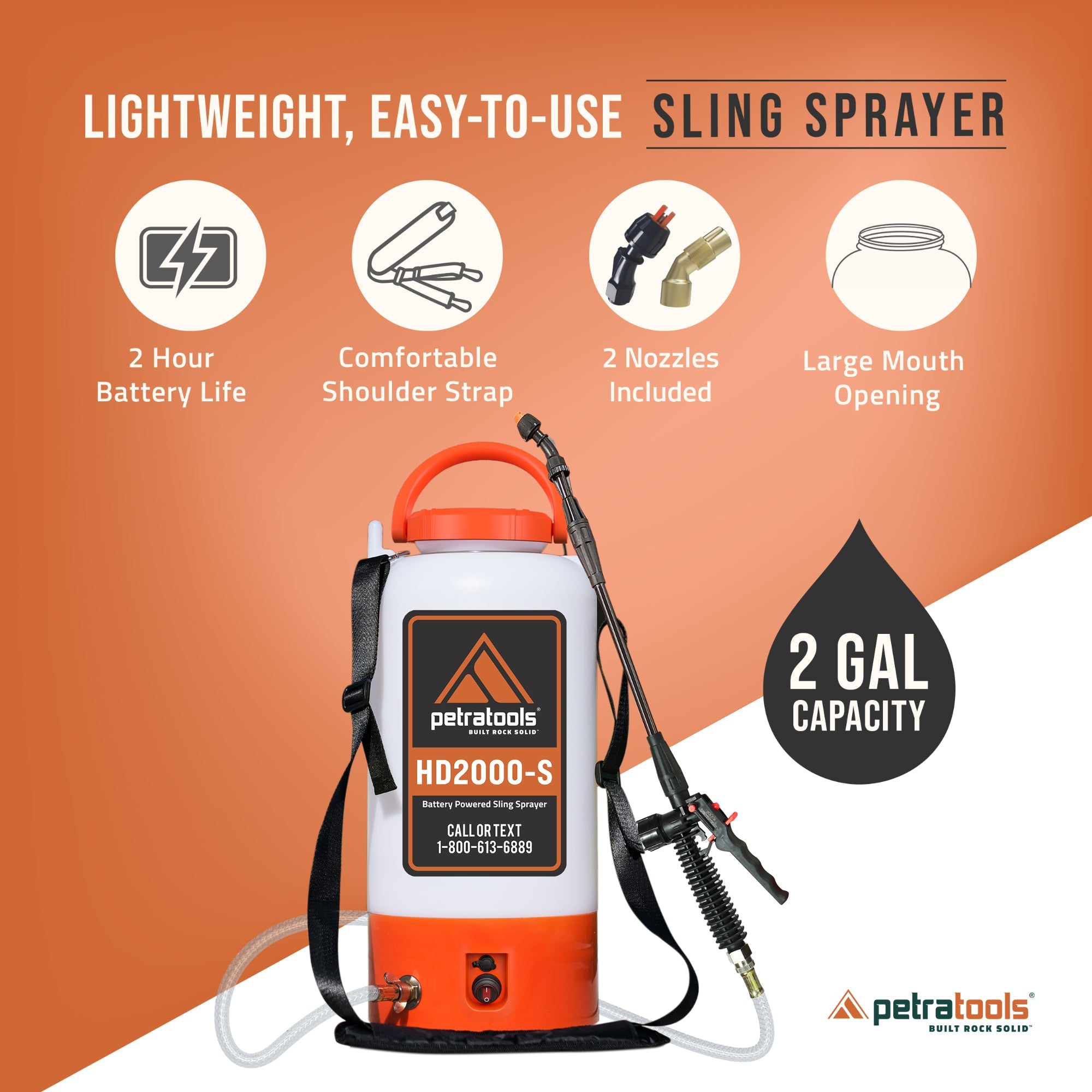 PetraTools 2 Gallon Battery Sprayer - HD2000-S